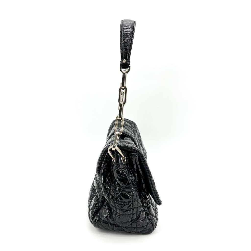 Dior Cannage Patent Flap Shoulder Bag Black MultiColor Leather Good - Model View