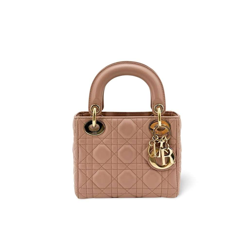 Dior Mini Lady Dior Bag Powder Pink Lambskin Gold Hardware MultiColor Leather Very good - Front View