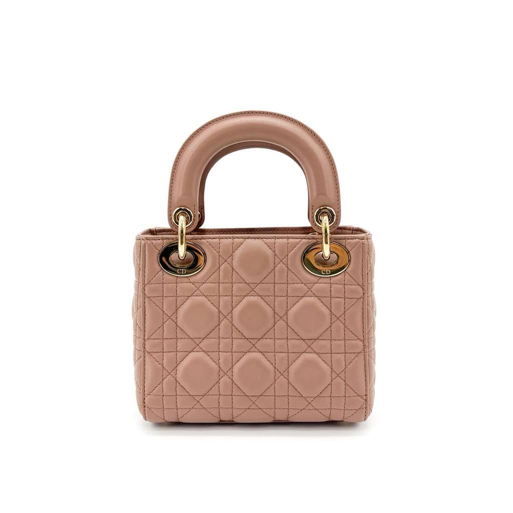 Dior Mini Lady Dior Bag Powder Pink Lambskin Gold Hardware MultiColor Leather Very good - Inside View
