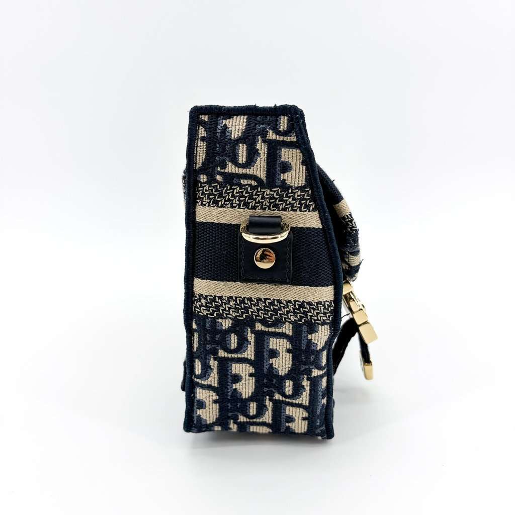 Dior Small Dior Camp Bag Navy Blue Oblique Embroidery MultiColor Leather Very good - Box View