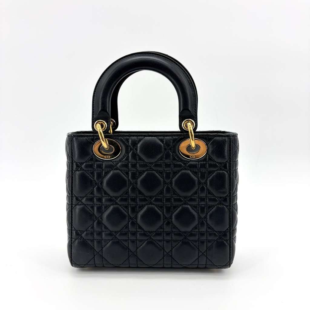 Dior Small Lady Dior Bag Black Lambskin Gold Hardware MultiColor Leather Very good - Inside View