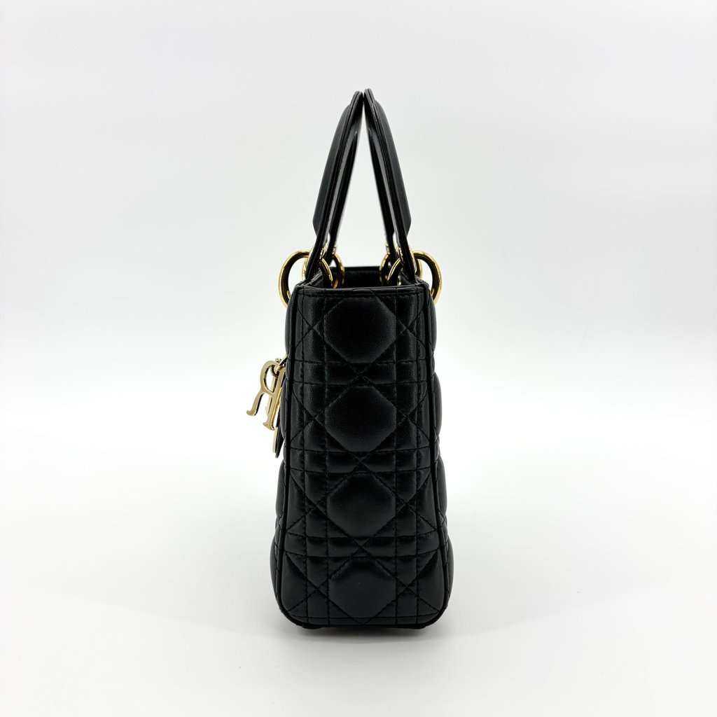 Dior Small Lady Dior Bag Black Lambskin Gold Hardware MultiColor Leather Very good - Box View