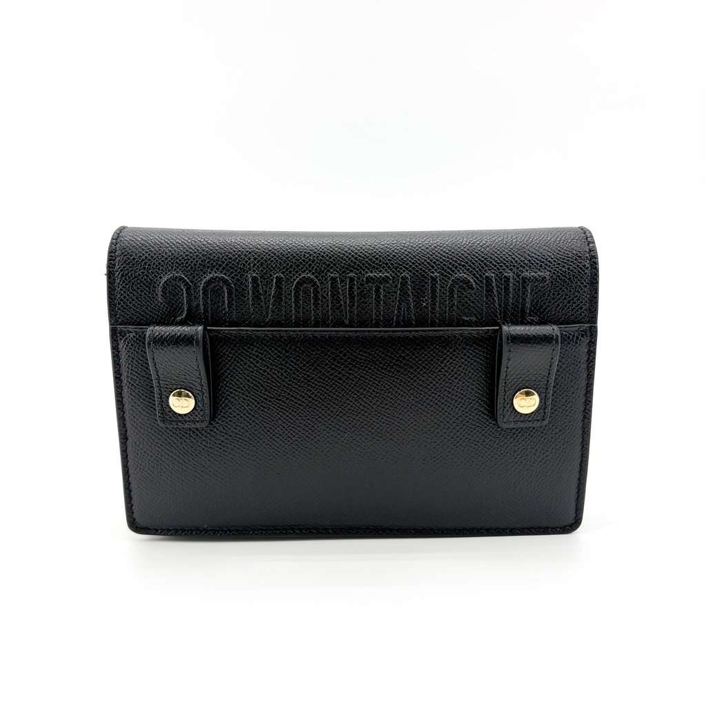 Dior 30 Montaigne 2-in-1 Pouch Black Grain Calfskin Black Leather Very good - Back View