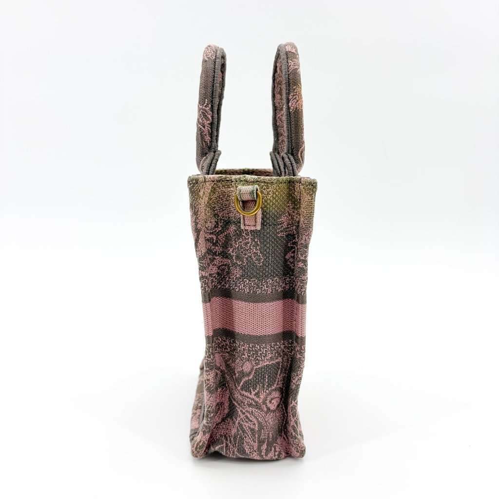Dior Mini Book Tote Pink and Gray Jui Reverse Embroidery Pink Leather Fair - Box View