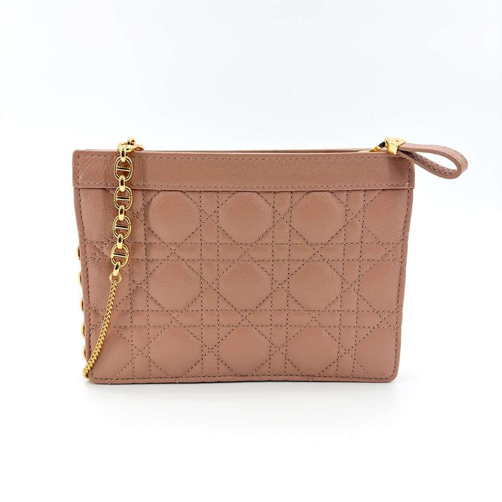 Dior Caro Slim Pouch Rose des Vents Cannage Calfskin Pink Leather Very good - Inside View