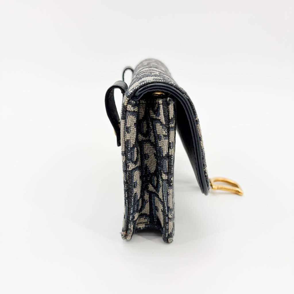 Dior Saddle Slim Pouch Blue Oblique Jacquard Beige Jacquard Very good - Box View