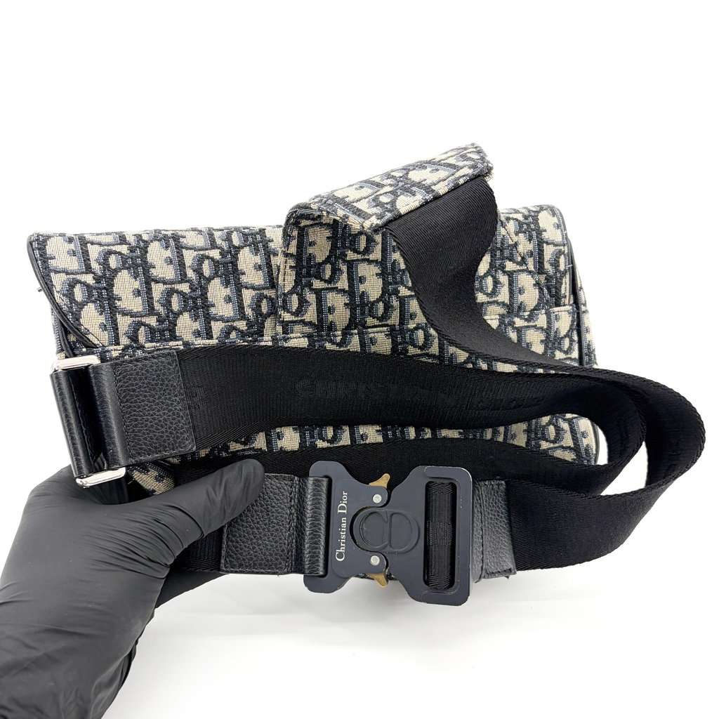 Dior Oblique Saddlebag Medium Blue Beige Jacquard Very good - Inside View