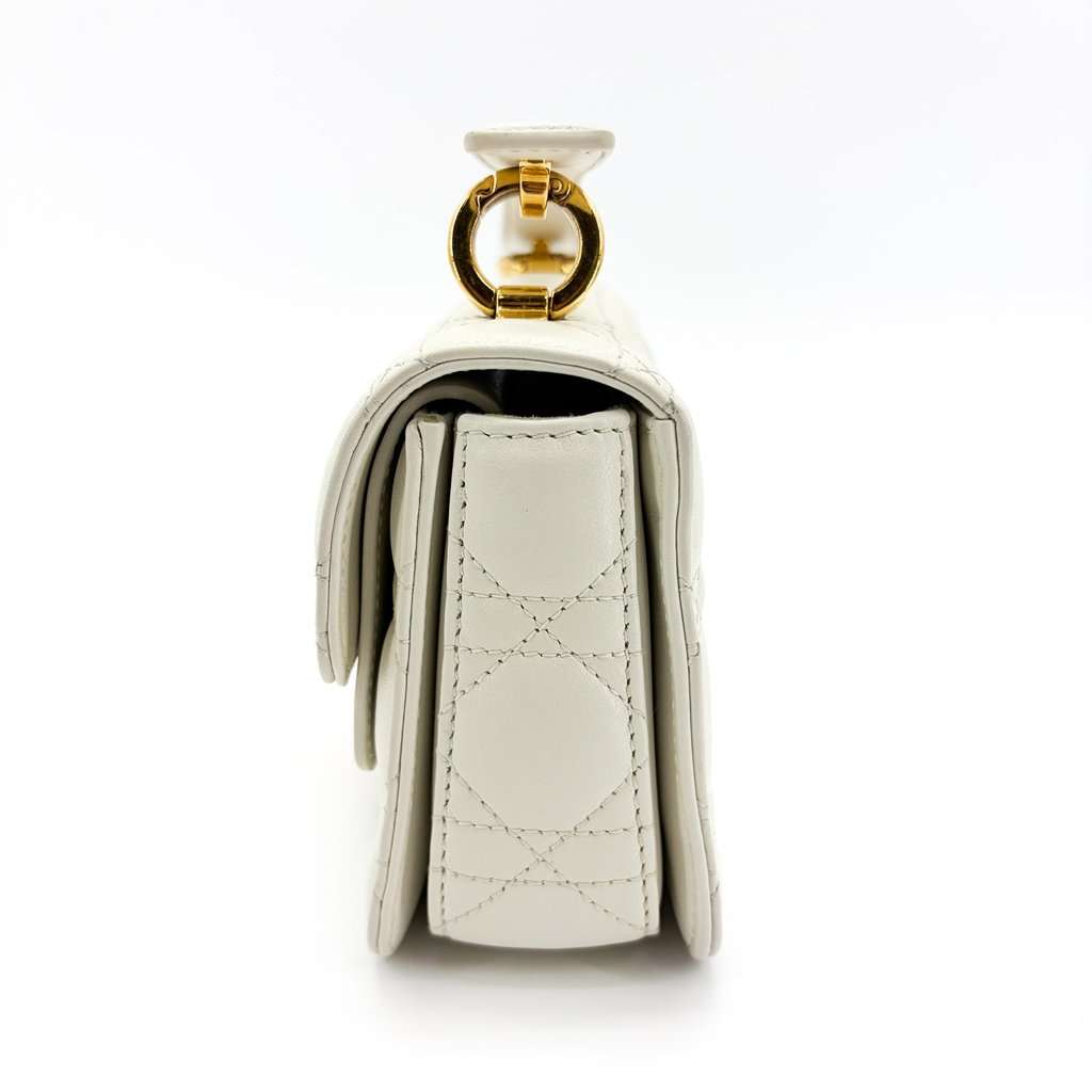 Dior Micro Caro Bag White Canage Calfskin Gold Leather Very good - Model View