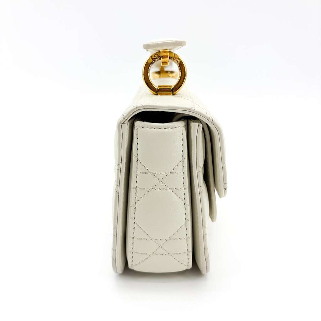 Dior Micro Caro Bag White Canage Calfskin Gold Leather Very good - Box View