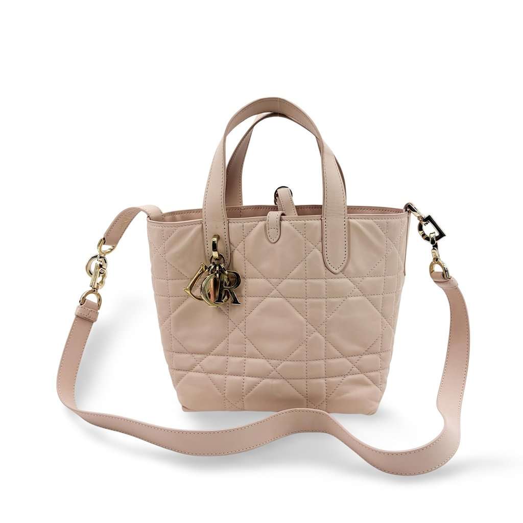 Dior Small Toujours Bag Rose des Bains Macrocanage Calfskin Beige Leather Good - Front View