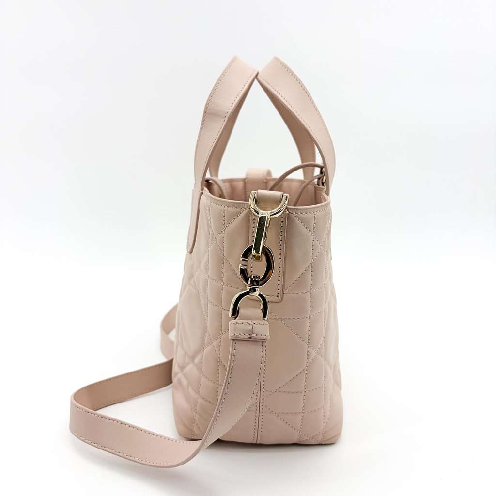 Dior Small Toujours Bag Rose des Bains Macrocanage Calfskin Beige Leather Good - Model View