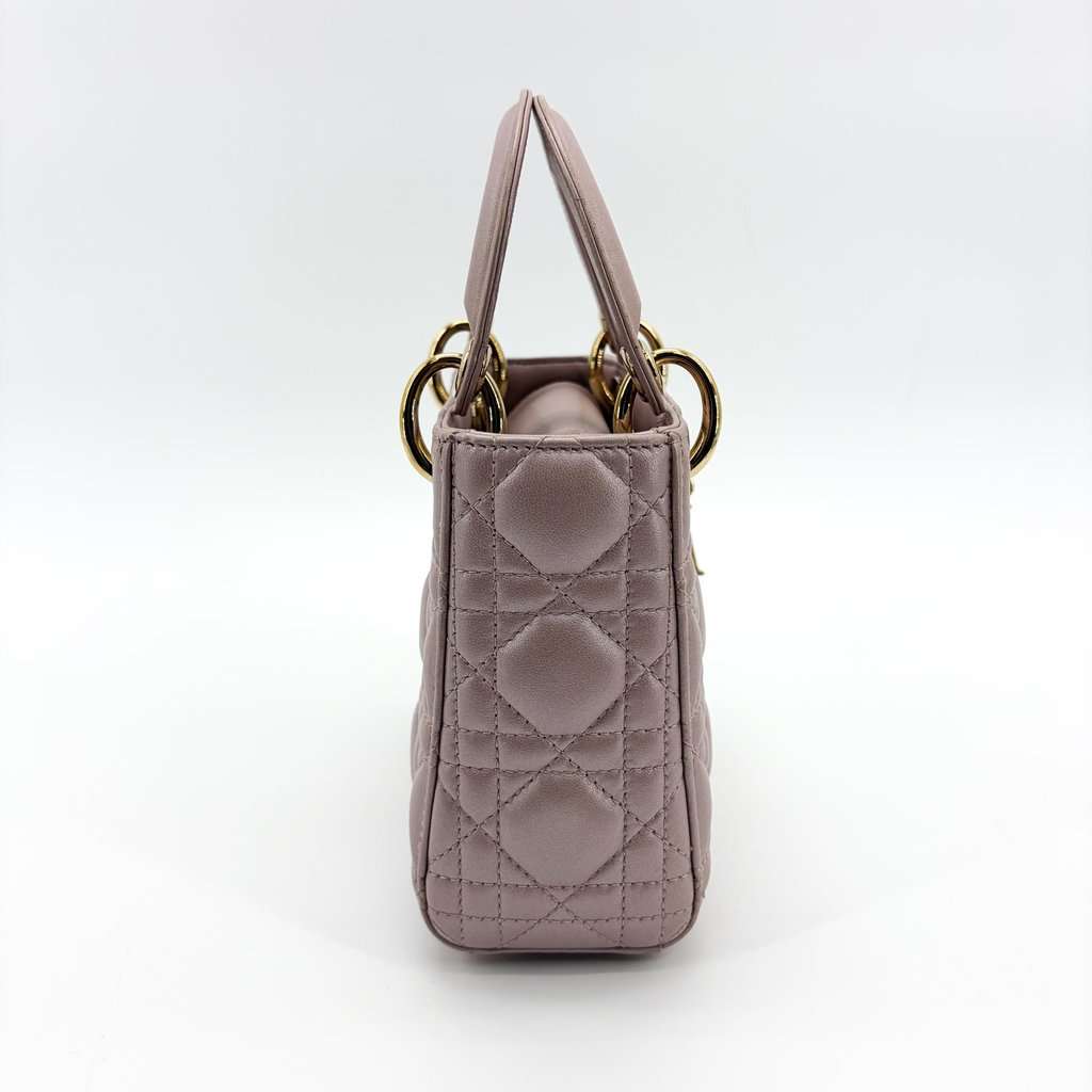 Dior Mini Lady Dior Bag Antique Pink Lambskin Gold Hardware Gold Leather Very good - Box View