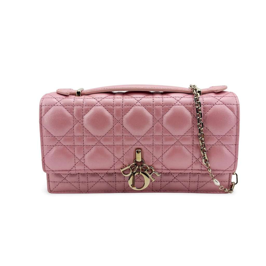 Dior Miss Dior Top Handle Pouch Pink Cannage Lambskin Pink Leather Very good - Front View