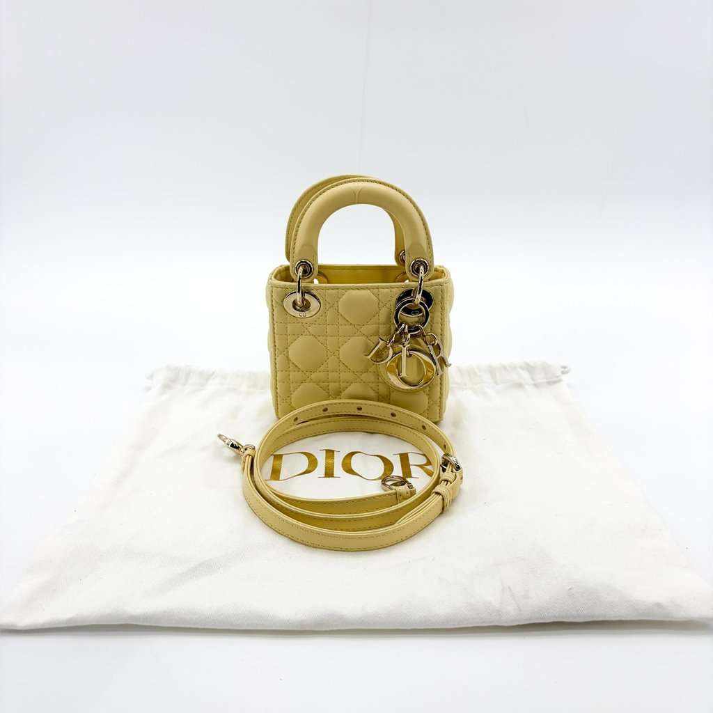 Dior Micro Lady Dior Bag Pastel Yellow Yellow Leather Very good - Back View