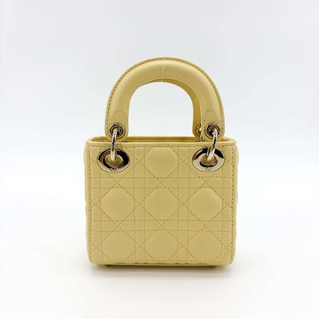 Dior Micro Lady Dior Bag Pastel Yellow Yellow Leather Very good - Inside View