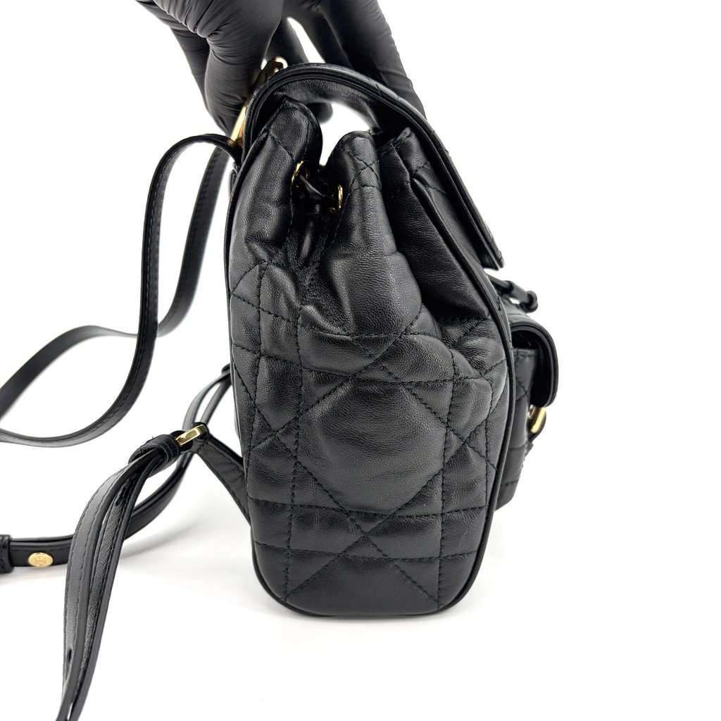Dior Small Caro Backpack Black Gold Hardware Black Leather Very good - Box View