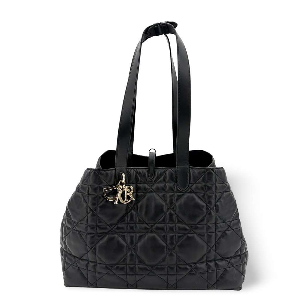 Dior Toujours Large Soft Shopper Bag Black Gold Hardware Black Leather Very good - Front View