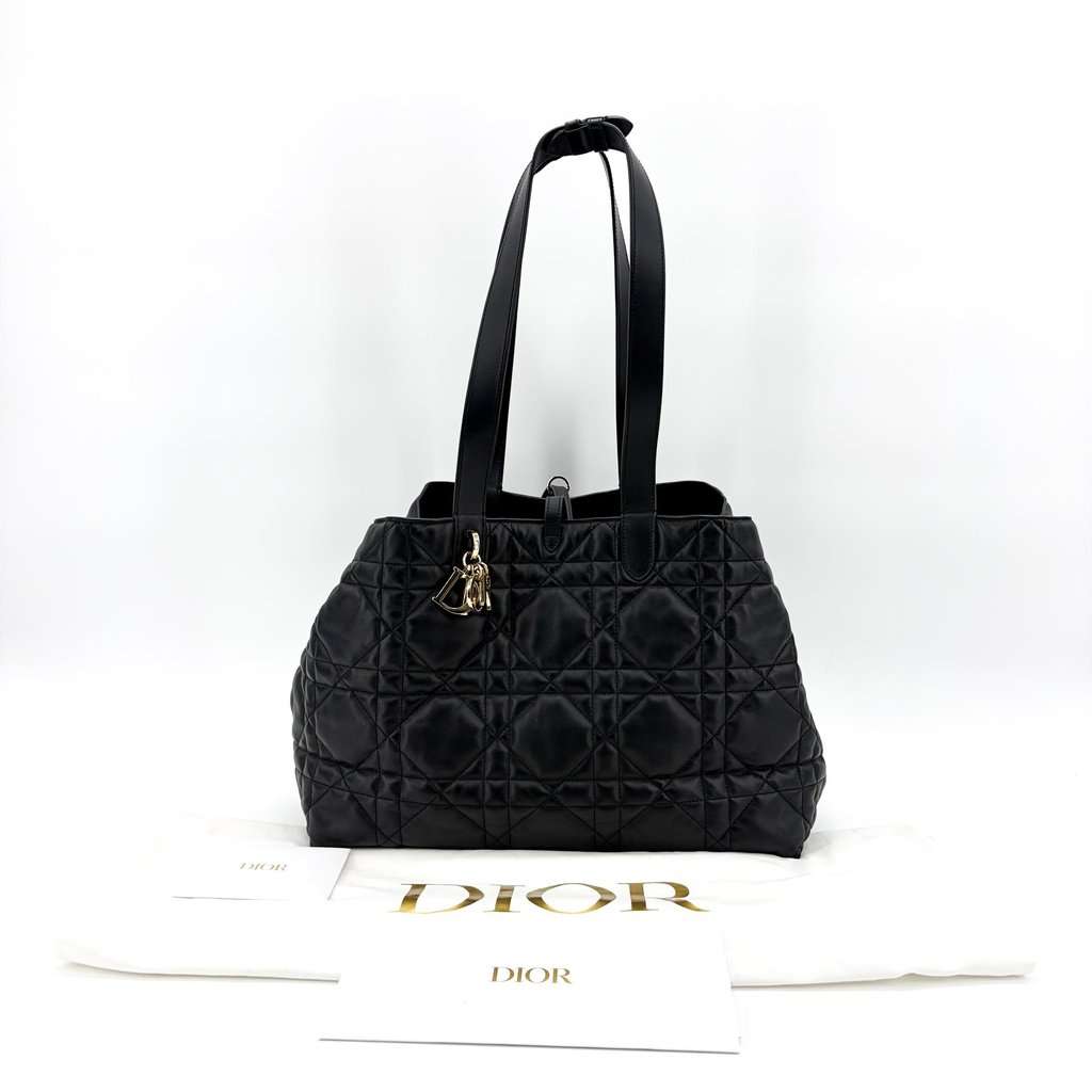 Dior Toujours Large Soft Shopper Bag Black Gold Hardware Black Leather Very good - Back View
