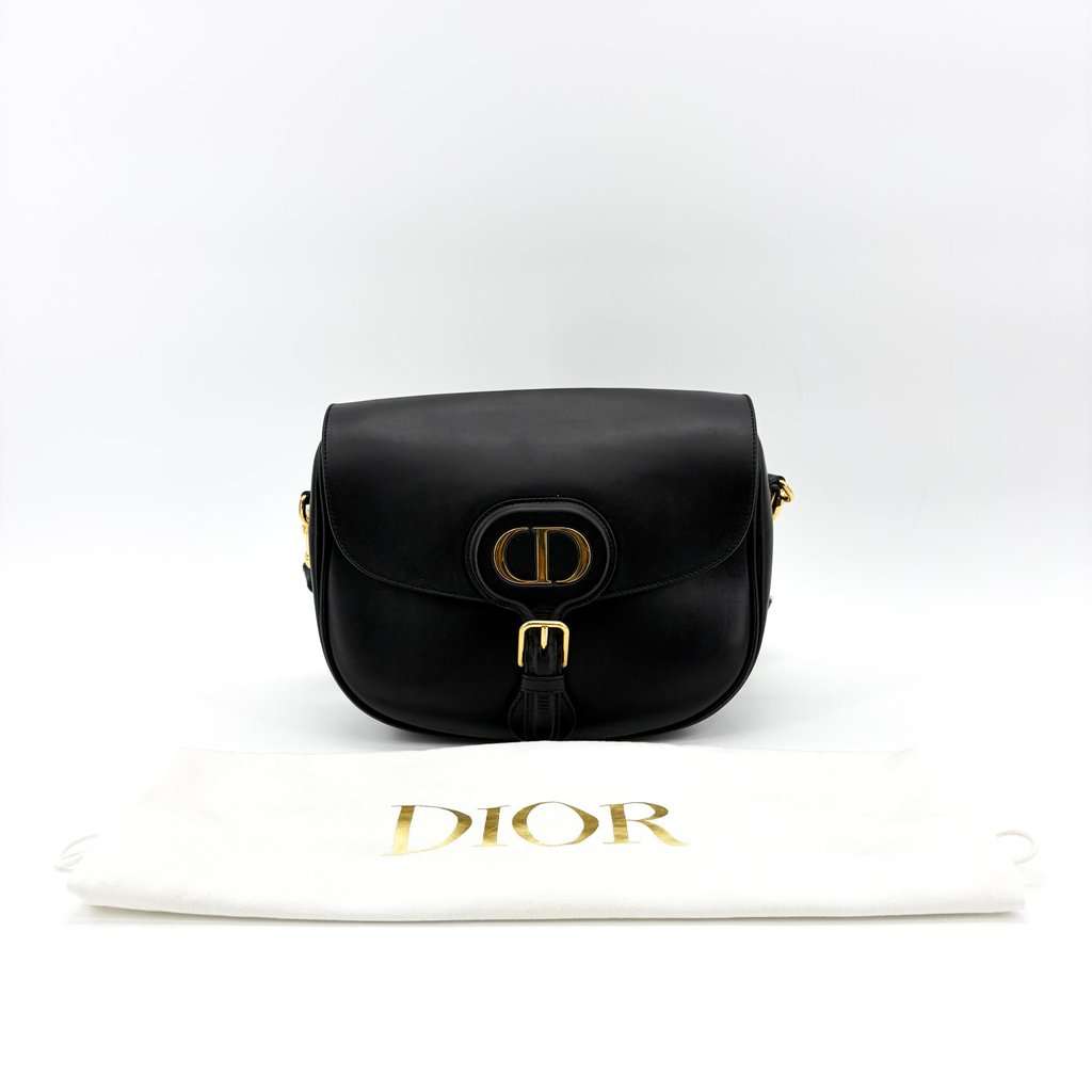 Dior Bobby Medium Bag Black Box Calfskin Black Leather Good - Back View