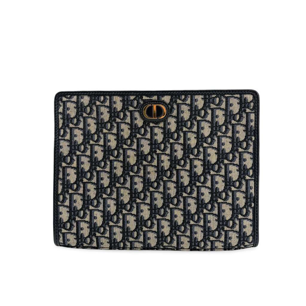 Dior 30 Montaigne Beauty Pouch Blue Oblique Jacquard Beige Jacquard Very good - Front View