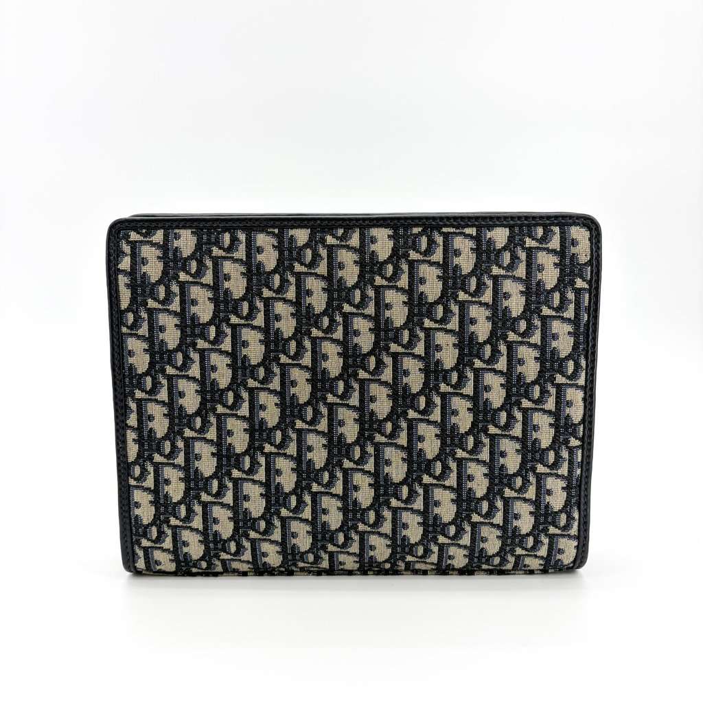 Dior 30 Montaigne Beauty Pouch Blue Oblique Jacquard Beige Jacquard Very good - Inside View