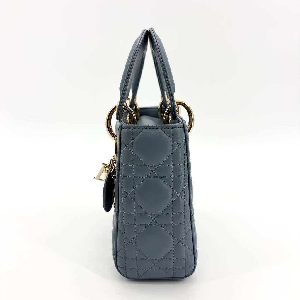Dior Mini Lady Dior Bag Cloud Blue Lambskin Gold Hardware Blue Leather Very good - Model View