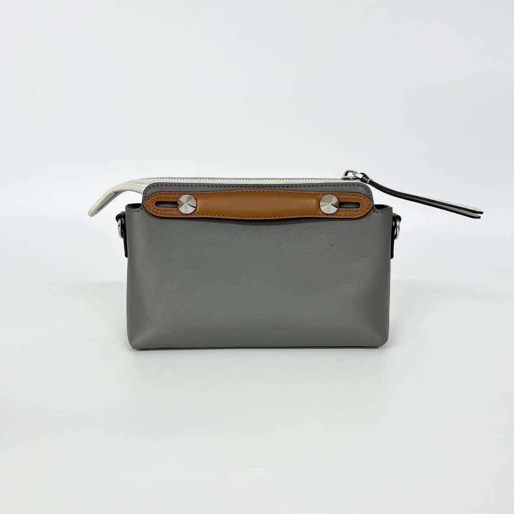Fendi By the Way Small Boston Bag Gray Grey Leather Good - Inside View