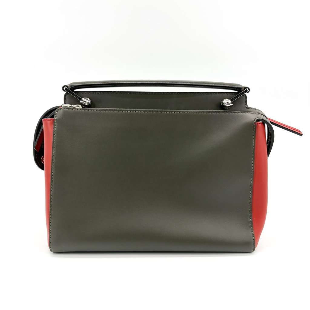 Fendi Dotcom Click Small Shoulder Bag Dark Gray Red Red Leather Good - Inside View