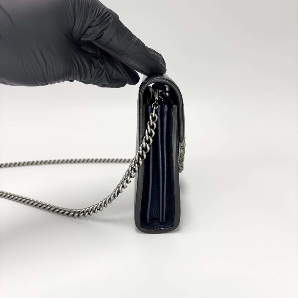Gucci Dionysus Mini Leather Chain Bag Navy Navy Leather Good - Model View