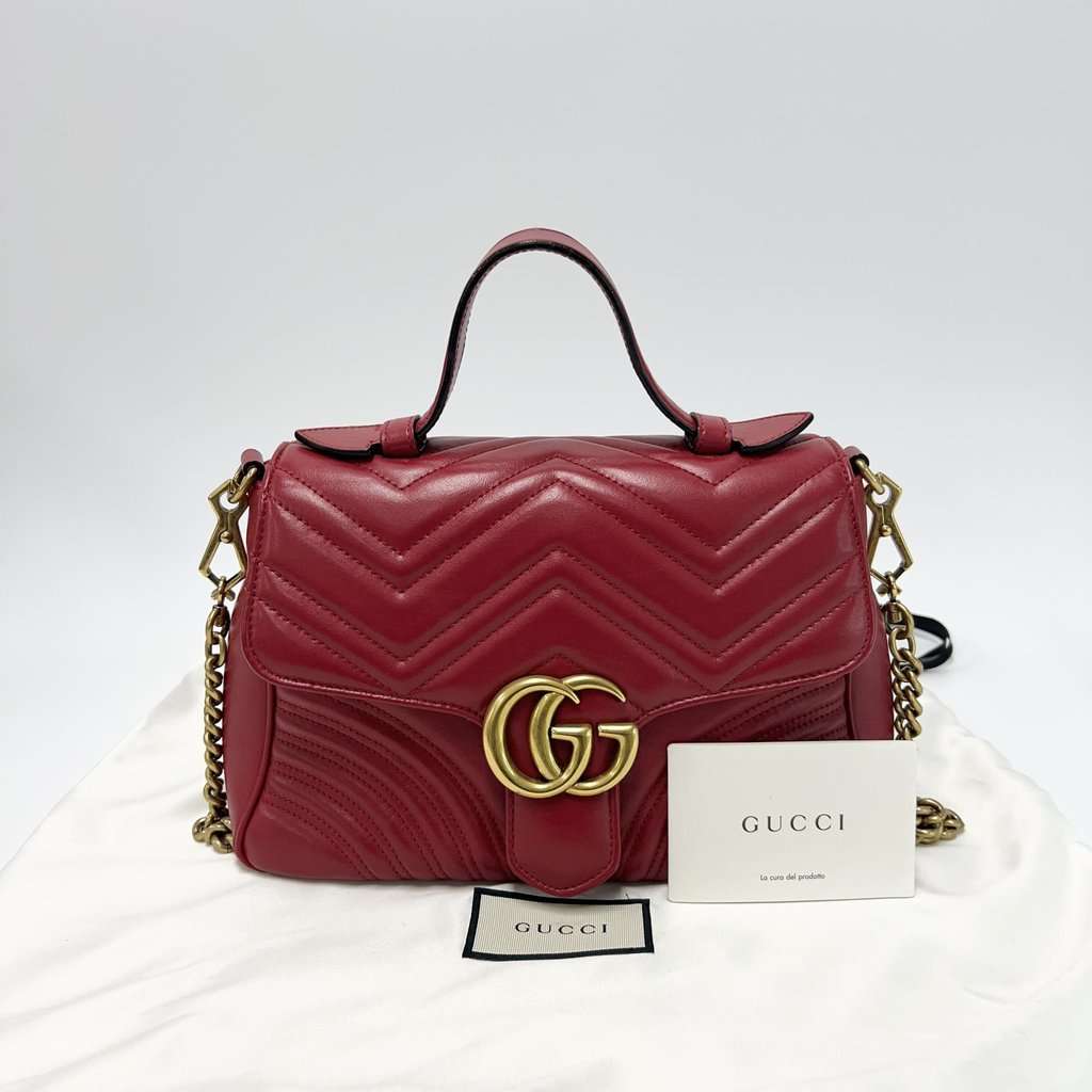 Gucci Marmont Matelassé Top Handle Red Red Leather Very good - Back View