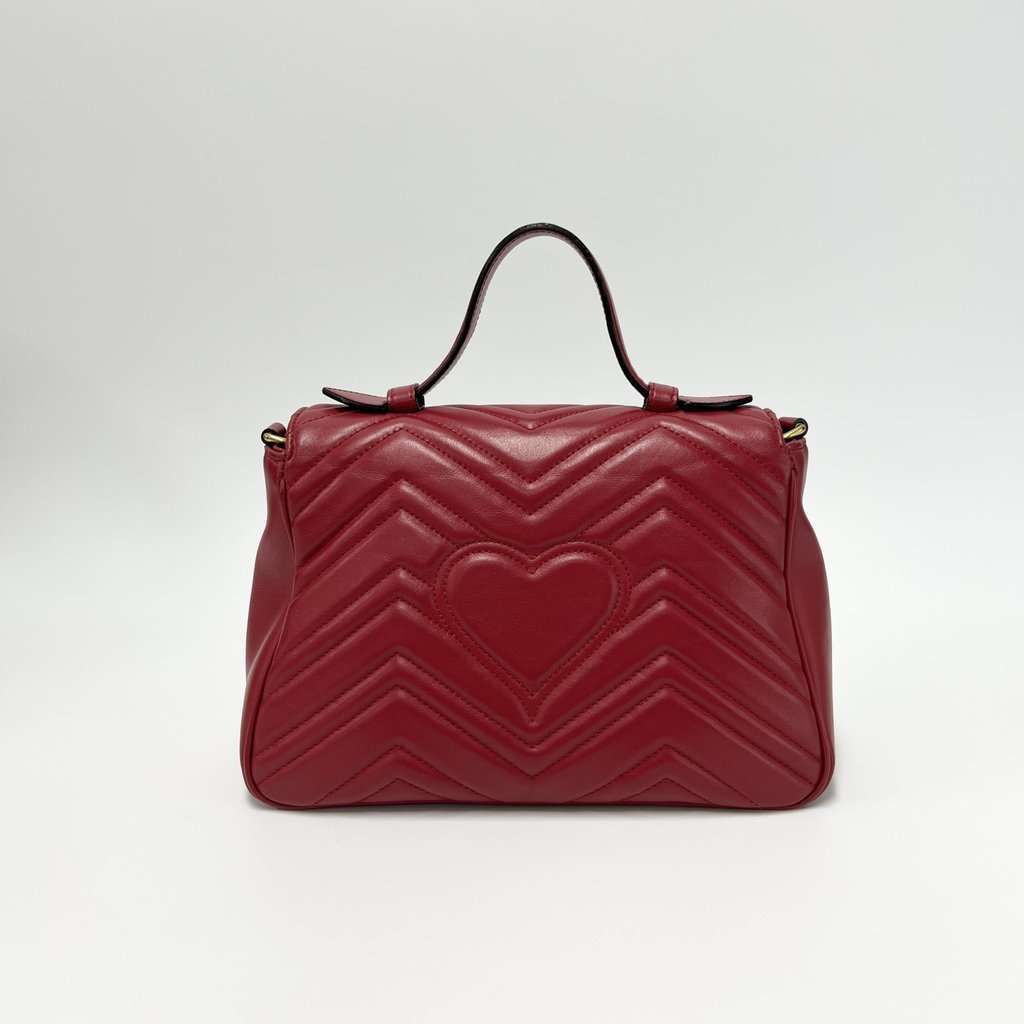 Gucci Marmont Matelassé Top Handle Red Red Leather Very good - Inside View