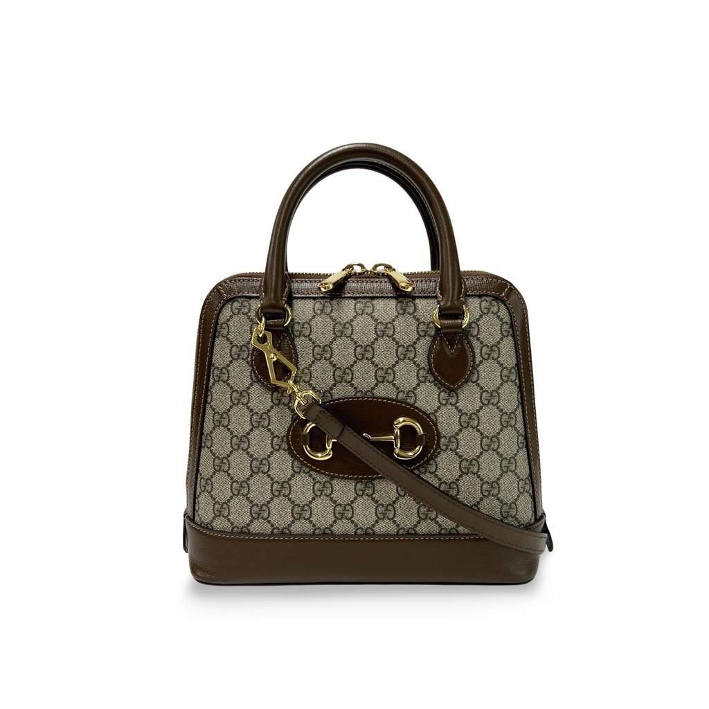 Gucci Horsebit 1955 Small Top Handle Brown Canvas Very good - Front View