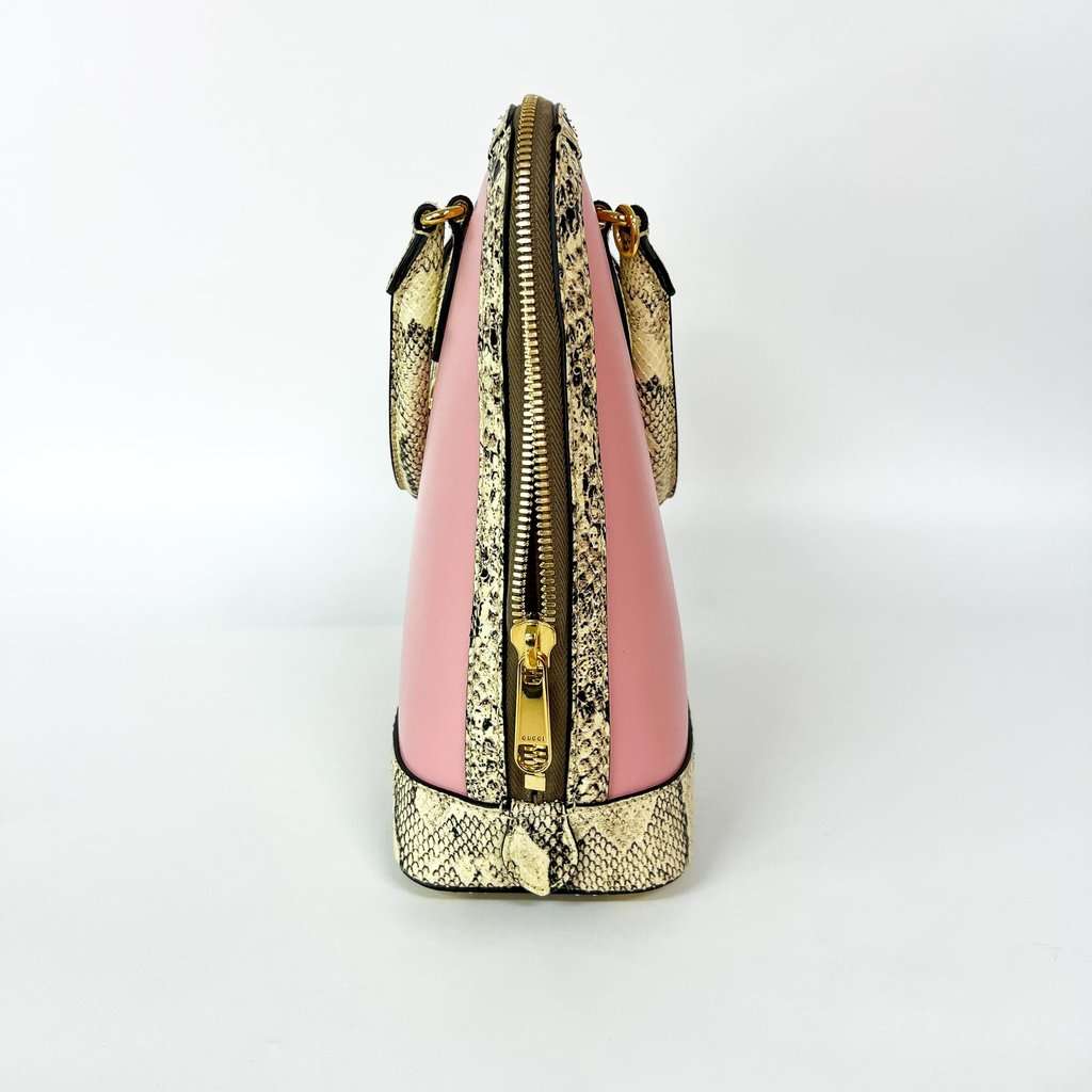 Gucci Horsebit 1955 Small Top Handle Bag Pink Trim Ecru Leather Very good - Box View