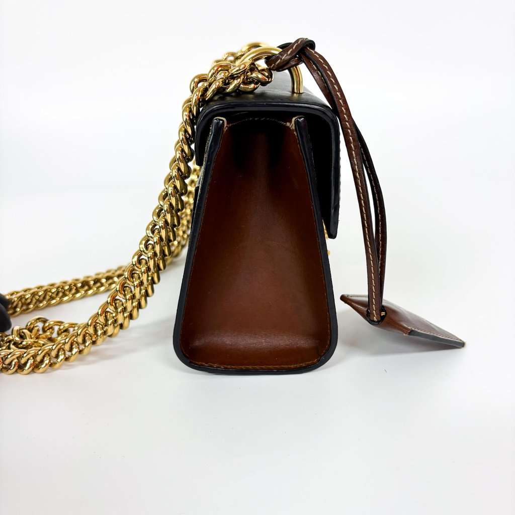 Gucci Padlock GG Small Shoulder Bag Black Black Canvas Good - Model View