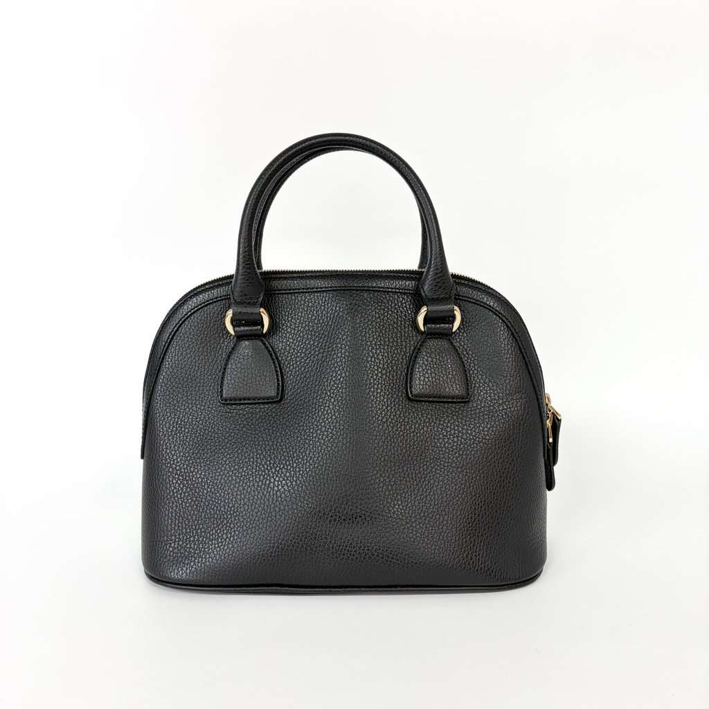 Gucci Interlocking G Logo Dome Handbag Small Black Black Leather Good - Back View