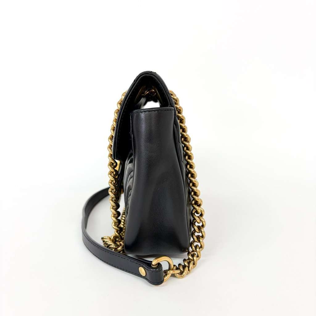 Gucci GG Marmont Small Matelassé Shoulder Bag Black with Gold Hardware MultiColor Leather Good - Inside View