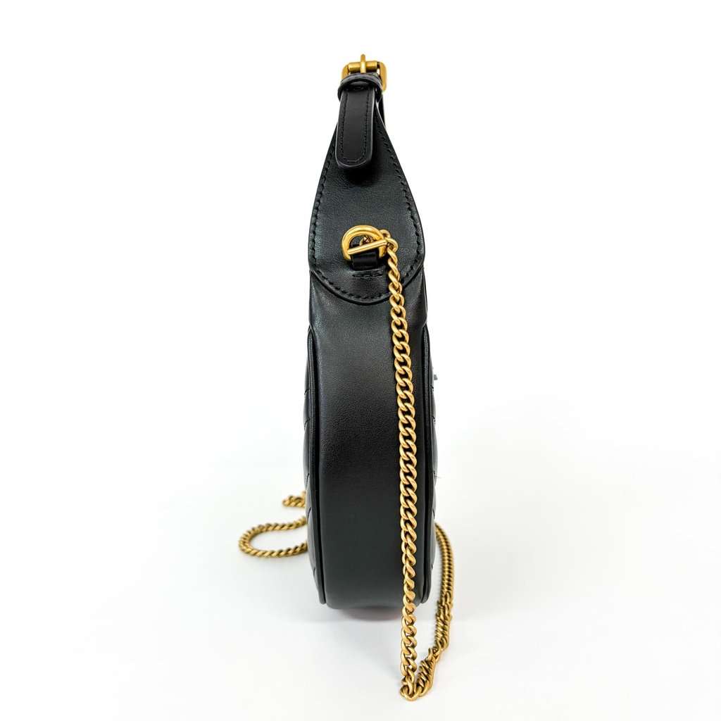 Gucci GG Marmont Half Moon Mini Shoulder Bag Black MultiColor Leather Very good - Box View