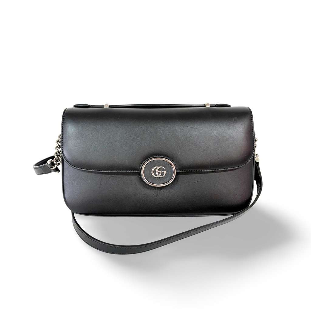 Gucci Marina Small Shoulder Bag Black MultiColor Leather Good - Front View