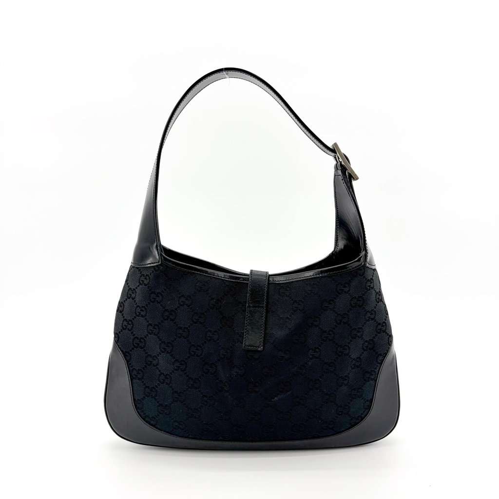 Gucci Jackie GG Canvas Piston Shoulder Bag Black MultiColor Canvas Good - Back View