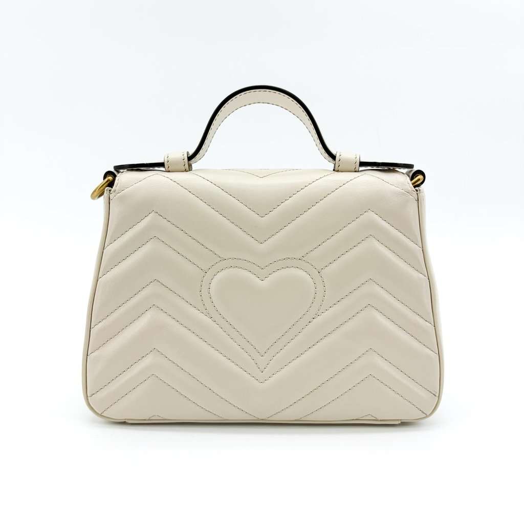 Gucci GG Marmont Matelassé Mini Top Handle Bag White MultiColor Leather Fair - Inside View