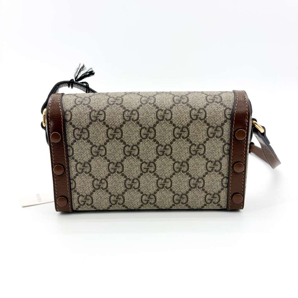 Gucci Horsebit 1955 Mini Bag GG Supreme Brown Beige Canvas Very good - Inside View