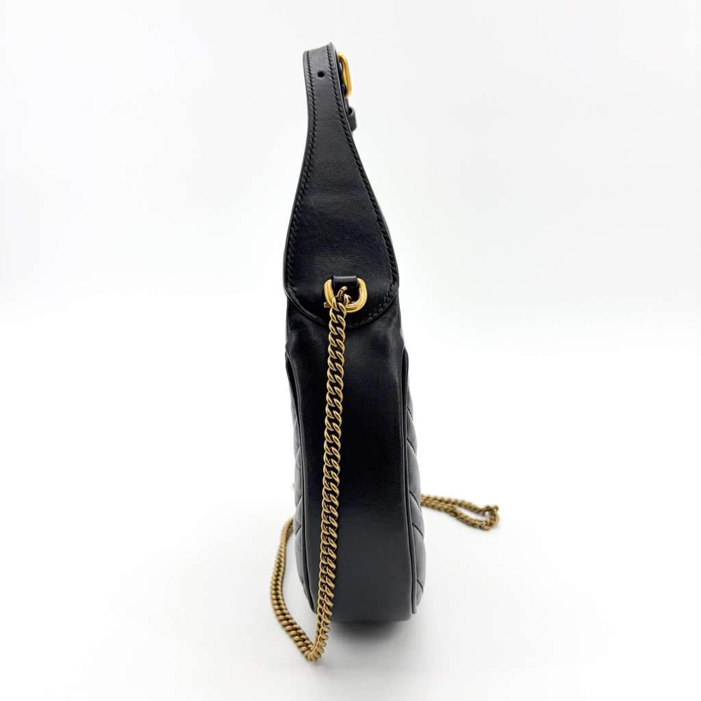 Gucci GG Marmont Half Moon Shape Mini Shoulder Bag Black Black Leather Very good - Model View