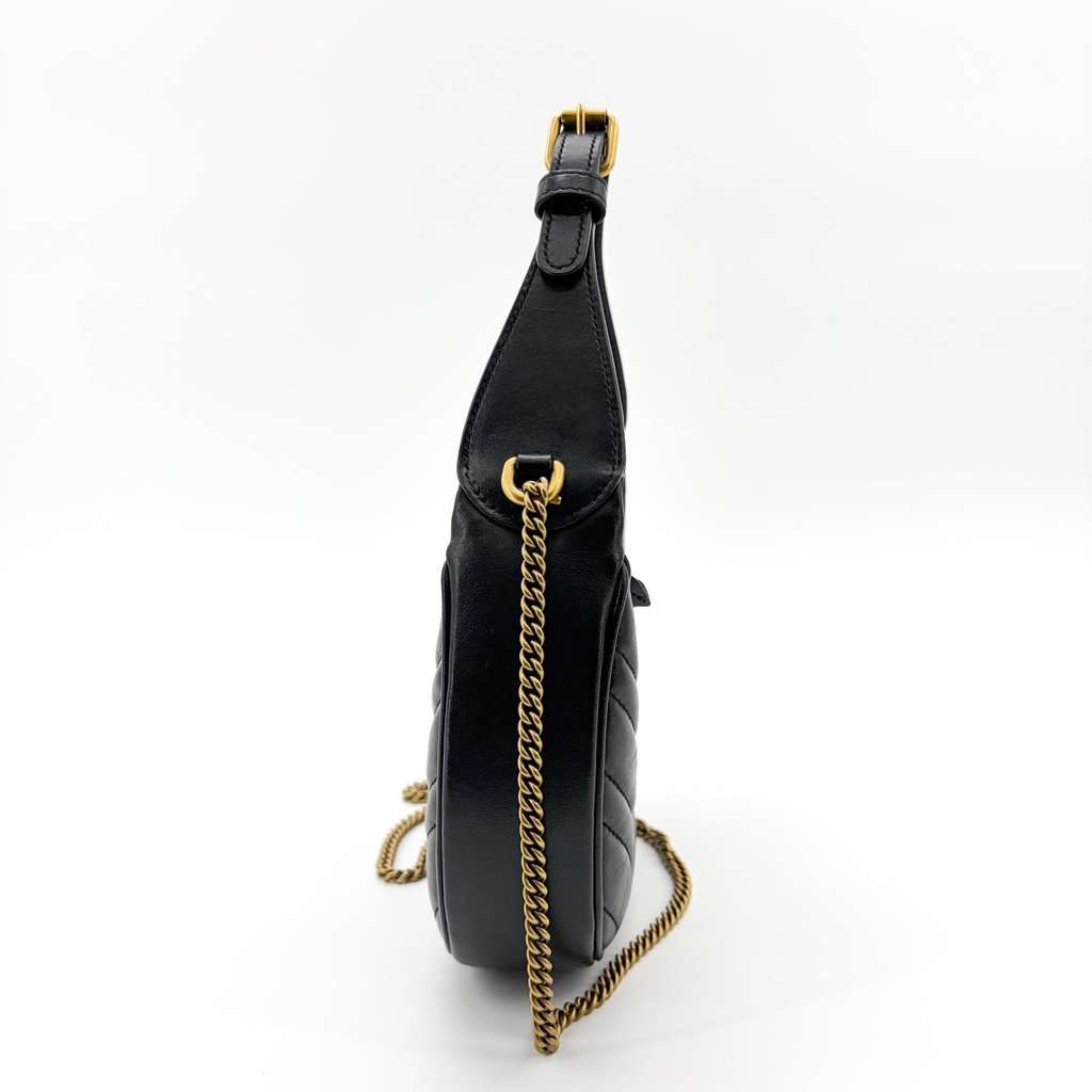 Gucci GG Marmont Half Moon Shape Mini Shoulder Bag Black Black Leather Very good - Box View