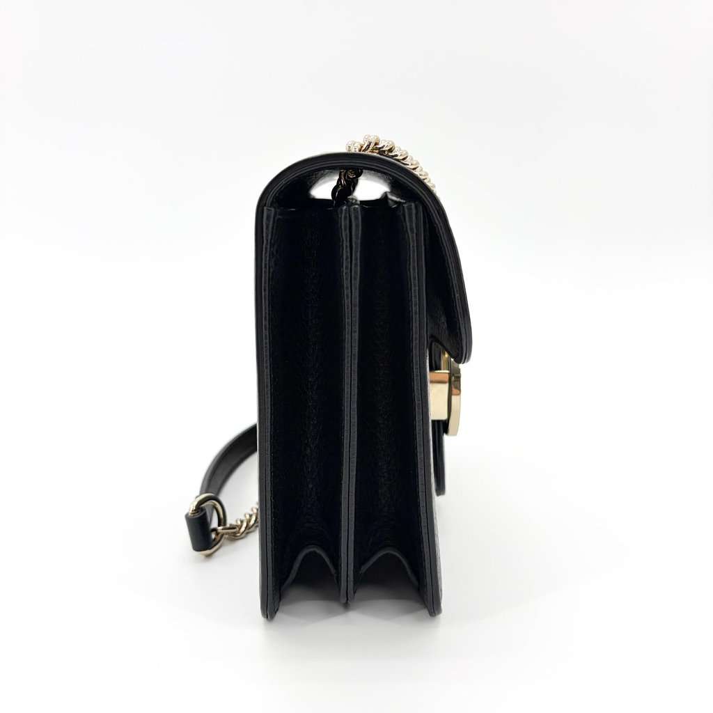 Gucci Interlocking G Mini Chain Shoulder Bag Black Gold Hardware Black Leather Good - Box View