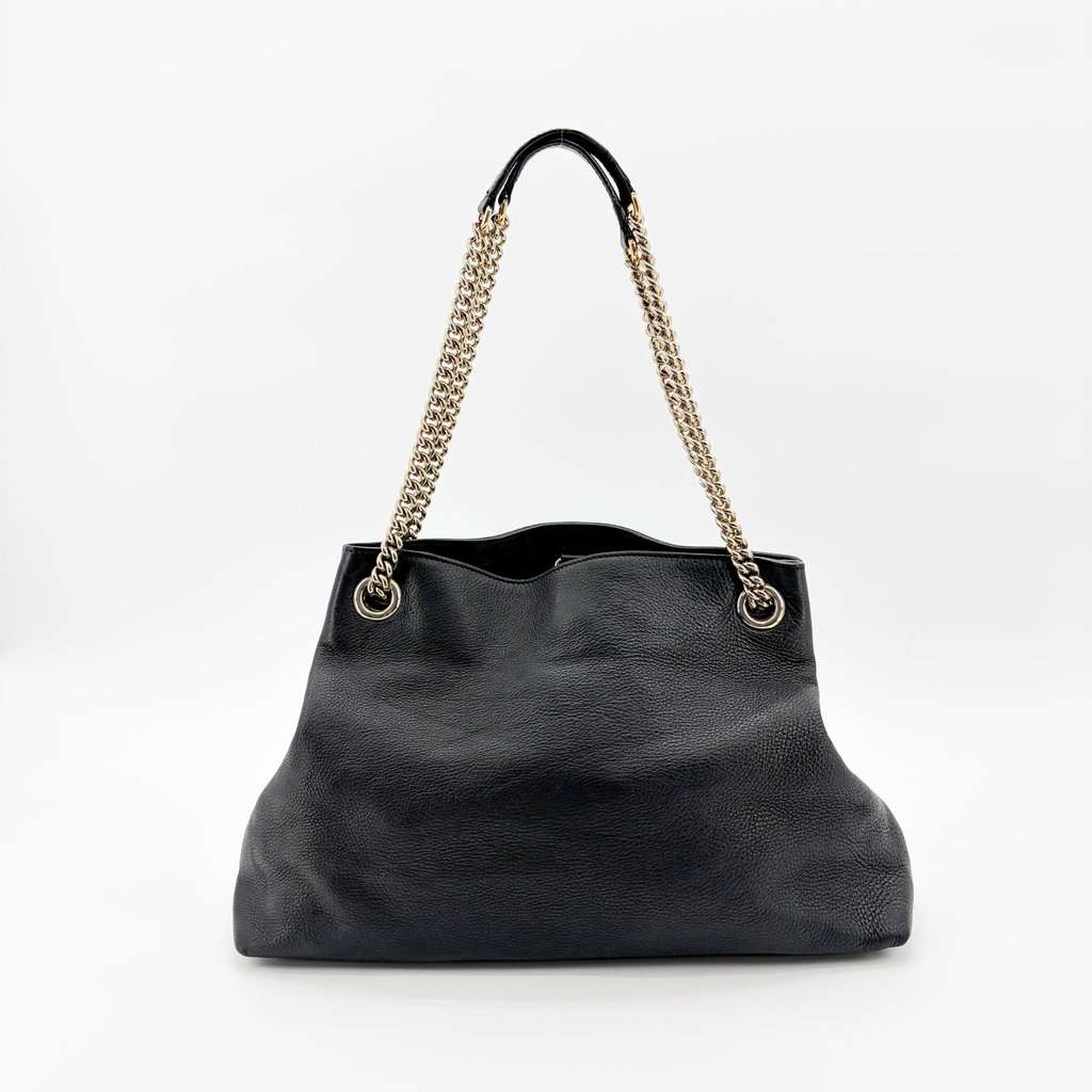 Gucci Soho Medium Chain Shoulder Bag Black Black Leather Good - Inside View