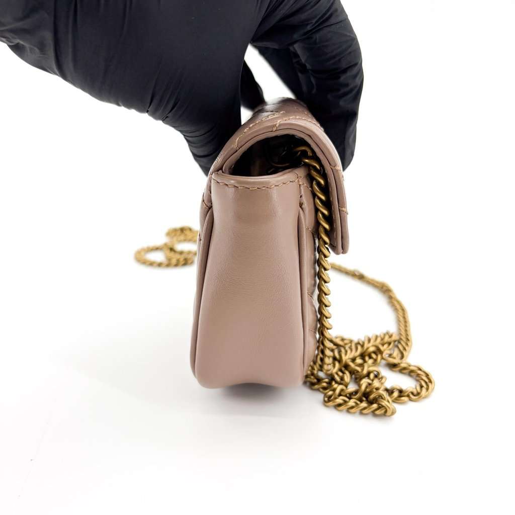 Gucci GG Marmont Super Mini Shoulder Bag Porcelain Rose Beige Leather Very good - Box View