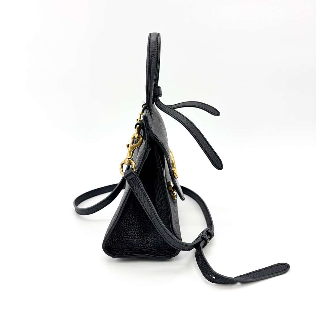 Gucci GG Marmont Small Top Handle Bag Black Black Leather Fair - Model View