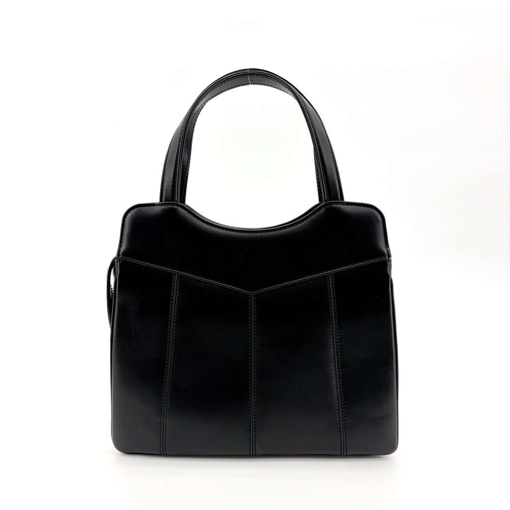 Gucci Vintage Interlocking G Circle Logo Leather Handbag Black Black Leather Very good - Inside View