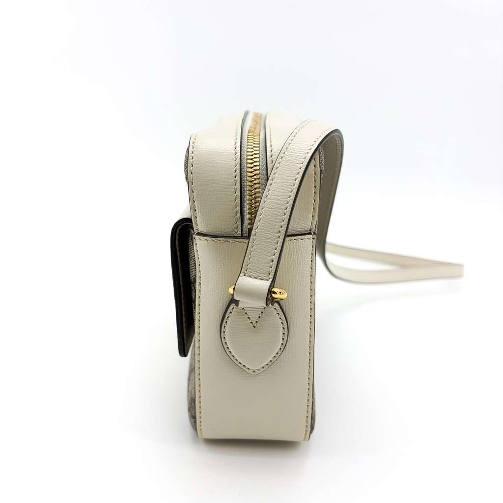 Gucci Horsebit 1955 Small Shoulder Bag White GG Supreme Beige Canvas Very good - Inside View