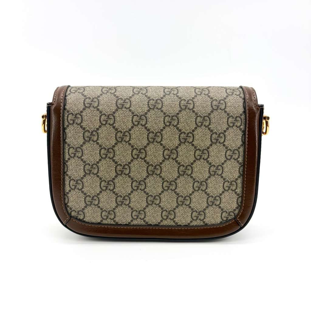Gucci Horsebit 1955 Mini Shoulder Bag Beige Ebony GG Supreme Brown Beige Canvas Very good - Inside View